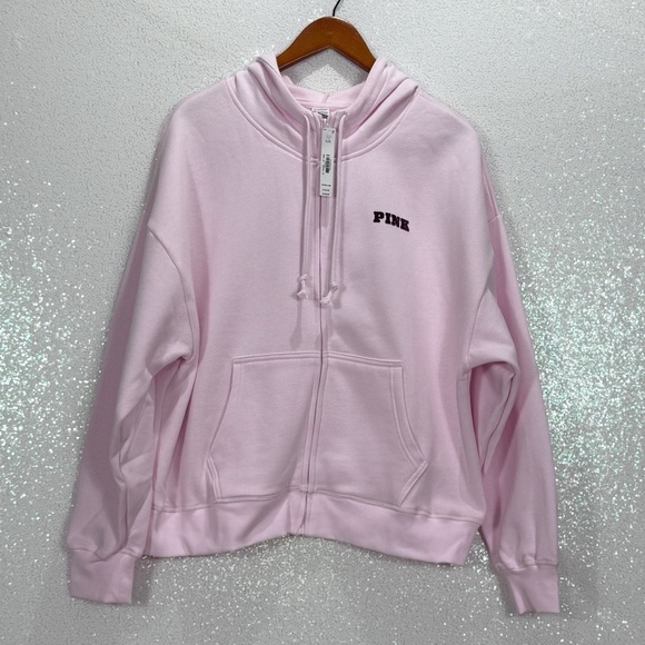 Pink ivy Fleece Campus Full -Zip Hoodie, pink tulip Size Large - Picture 2 of 16
